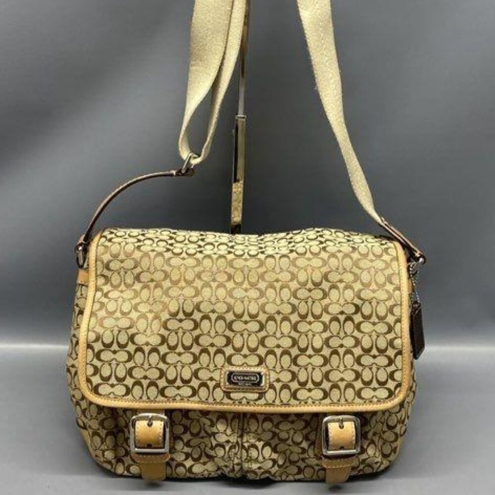 Coach Messenger Crossbody Bag F70283 Canvas Leather 2010  Retired Style Mini C